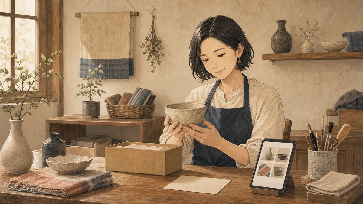 工房で作品を制作する作家