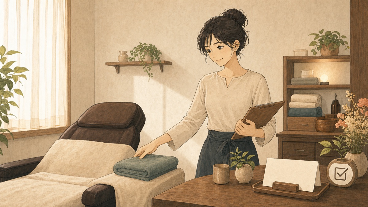 落ち着いた個人サロンで接客するオーナー