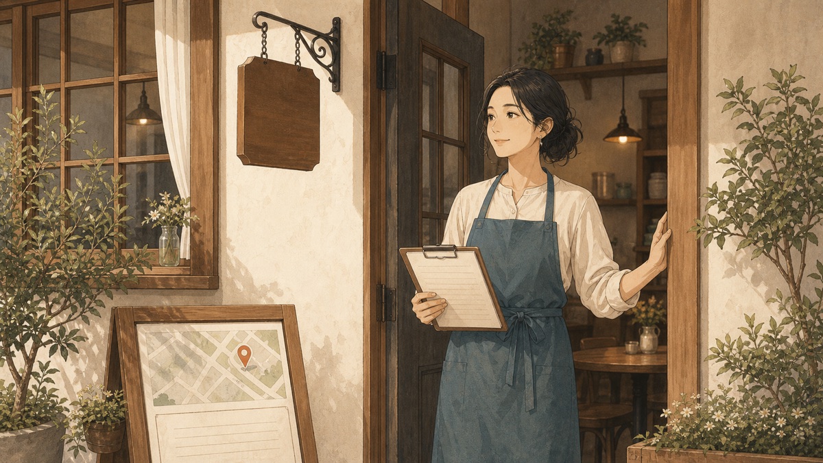小さな店のカウンターに立つ店主