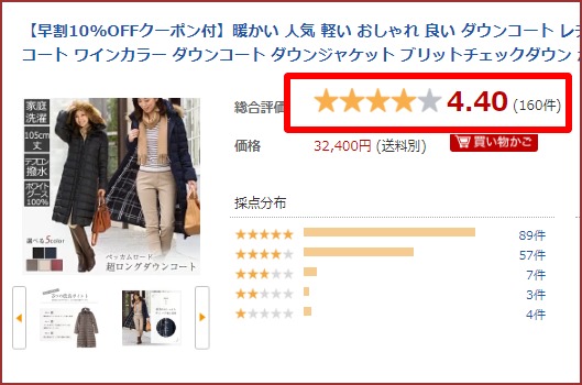 アミアンハウスのレディースダウンコート（ペッカムロードの超ロングダウンコート）の楽天での評価