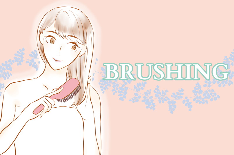 クリームシャンプーで前のブラッシング